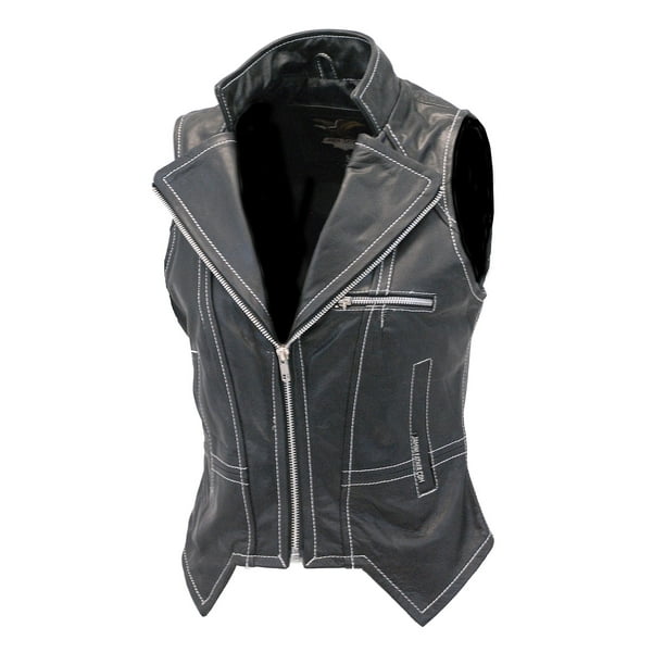 Regular S Regular WOMENS MOTORCYCLE EXTRA LONG LEATHER VEST W/ZIPPER FRONT & V COLLAR BUTTER SOFT Regular S Regular WOMENS MOTORCYCLE EXTRA LONG LEATHER VEST W/ZIPPER FRONT & V COLLAR BUTTER SOFT